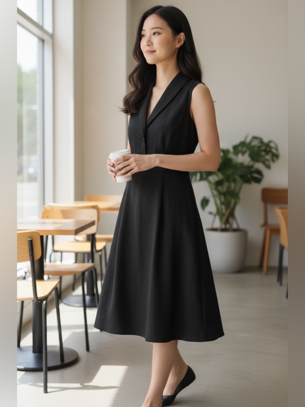 Sarah Spencer Black Linen Shift Dress LBD Size 16W NWOT